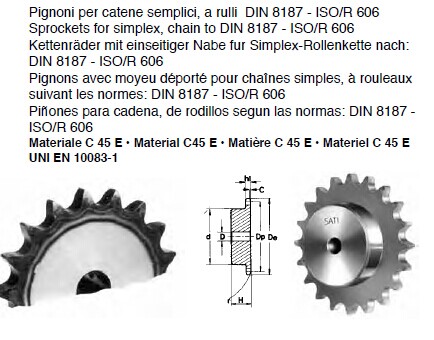 Piñón estándar el C de SATI, piñones industriales