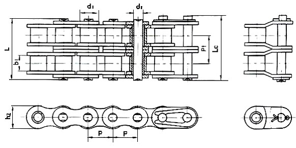 Las cadenas de motocultor, mecanografían 08B-2, 12A-2, 12AH-2